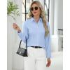 imageJVER Button Down Shirts for Women Stretch Collared Cotton Long Sleeve Dress Shirt Business Casual Blouse for WorkLight Blue