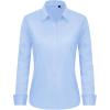 imageJVER Button Down Shirts for Women Stretch Collared Cotton Long Sleeve Dress Shirt Business Casual Blouse for WorkLight Blue