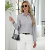 imageJVER Button Down Shirts for Women Stretch Collared Cotton Long Sleeve Dress Shirt Business Casual Blouse for WorkLight Grey