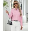 imageJVER Button Down Shirts for Women Stretch Collared Cotton Long Sleeve Dress Shirt Business Casual Blouse for WorkLight Pink