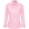 imageJVER Button Down Shirts for Women Stretch Collared Cotton Long Sleeve Dress Shirt Business Casual Blouse for WorkLight Pink