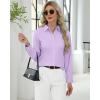 imageJVER Button Down Shirts for Women Stretch Collared Cotton Long Sleeve Dress Shirt Business Casual Blouse for WorkLight Purple