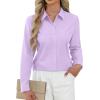 imageJVER Button Down Shirts for Women Stretch Collared Cotton Long Sleeve Dress Shirt Business Casual Blouse for WorkLight Purple