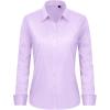 imageJVER Button Down Shirts for Women Stretch Collared Cotton Long Sleeve Dress Shirt Business Casual Blouse for WorkLight Purple