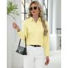 imageJVER Button Down Shirts for Women Stretch Collared Cotton Long Sleeve Dress Shirt Business Casual Blouse for WorkLight Yellow