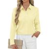 imageJVER Button Down Shirts for Women Stretch Collared Cotton Long Sleeve Dress Shirt Business Casual Blouse for WorkLight Yellow