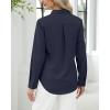 imageJVER Button Down Shirts for Women Stretch Collared Cotton Long Sleeve Dress Shirt Business Casual Blouse for WorkNavy Blue
