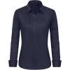 imageJVER Button Down Shirts for Women Stretch Collared Cotton Long Sleeve Dress Shirt Business Casual Blouse for WorkNavy Blue