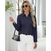 imageJVER Button Down Shirts for Women Stretch Collared Cotton Long Sleeve Dress Shirt Business Casual Blouse for WorkNavy Blue