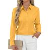 imageJVER Button Down Shirts for Women Stretch Collared Cotton Long Sleeve Dress Shirt Business Casual Blouse for WorkOrange