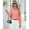 imageJVER Button Down Shirts for Women Stretch Collared Cotton Long Sleeve Dress Shirt Business Casual Blouse for WorkPeach