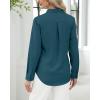 imageJVER Button Down Shirts for Women Stretch Collared Cotton Long Sleeve Dress Shirt Business Casual Blouse for WorkPeacock Blue