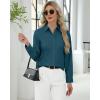 imageJVER Button Down Shirts for Women Stretch Collared Cotton Long Sleeve Dress Shirt Business Casual Blouse for WorkPeacock Blue