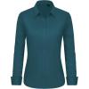 imageJVER Button Down Shirts for Women Stretch Collared Cotton Long Sleeve Dress Shirt Business Casual Blouse for WorkPeacock Blue