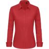 imageJVER Button Down Shirts for Women Stretch Collared Cotton Long Sleeve Dress Shirt Business Casual Blouse for WorkRed