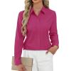 imageJVER Button Down Shirts for Women Stretch Collared Cotton Long Sleeve Dress Shirt Business Casual Blouse for WorkRose Red