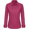 imageJVER Button Down Shirts for Women Stretch Collared Cotton Long Sleeve Dress Shirt Business Casual Blouse for WorkRose Red