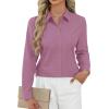 imageJVER Button Down Shirts for Women Stretch Collared Cotton Long Sleeve Dress Shirt Business Casual Blouse for WorkRose Salt