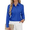 imageJVER Button Down Shirts for Women Stretch Collared Cotton Long Sleeve Dress Shirt Business Casual Blouse for WorkRoyal Blue