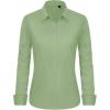 imageJVER Button Down Shirts for Women Stretch Collared Cotton Long Sleeve Dress Shirt Business Casual Blouse for WorkSage Green