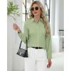 imageJVER Button Down Shirts for Women Stretch Collared Cotton Long Sleeve Dress Shirt Business Casual Blouse for WorkSage Green