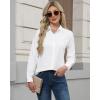 imageJVER Button Down Shirts for Women Stretch Collared Cotton Long Sleeve Dress Shirt Business Casual Blouse for WorkWhite