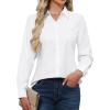 imageJVER Button Down Shirts for Women Stretch Collared Cotton Long Sleeve Dress Shirt Business Casual Blouse for WorkWhite