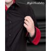 imageJVER Mens Casual Long Sleeve Stretch Dress Shirt WrinkleFree Regular Fit Button Down ShirtsBlackRed