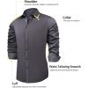 imageJVER Mens Casual Long Sleeve Stretch Dress Shirt WrinkleFree Regular Fit Button Down ShirtsGrey Grey