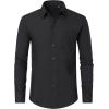 imageJVER Mens Dress Shirts Wrinkle Free Long Sleeve Formal Shirt Solid Business Casual Button Down Shirts for Wedding PromBlack