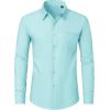 imageJVER Mens Dress Shirts Wrinkle Free Long Sleeve Formal Shirt Solid Business Casual Button Down Shirts for Wedding PromMint Blue