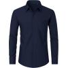 imageJVER Mens Dress Shirts Wrinkle Free Long Sleeve Formal Shirt Solid Business Casual Button Down Shirts for Wedding PromNavy Blue