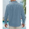 imageJVER Mens Linen Shirts Casual Button Down Long Sleeve Shirt Solid Spread Collar Summer Beach Shirts with PocketAiry Blue