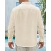 imageJVER Mens Linen Shirts Casual Button Down Long Sleeve Shirt Solid Spread Collar Summer Beach Shirts with PocketBeige