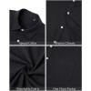 imageJVER Mens Linen Shirts Casual Button Down Long Sleeve Shirt Solid Spread Collar Summer Beach Shirts with PocketBlack