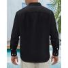 imageJVER Mens Linen Shirts Casual Button Down Long Sleeve Shirt Solid Spread Collar Summer Beach Shirts with PocketBlack