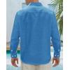 imageJVER Mens Linen Shirts Casual Button Down Long Sleeve Shirt Solid Spread Collar Summer Beach Shirts with PocketCobalt Blue
