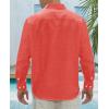 imageJVER Mens Linen Shirts Casual Button Down Long Sleeve Shirt Solid Spread Collar Summer Beach Shirts with PocketCoral