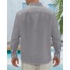 imageJVER Mens Linen Shirts Casual Button Down Long Sleeve Shirt Solid Spread Collar Summer Beach Shirts with PocketDark Grey