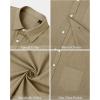 imageJVER Mens Linen Shirts Casual Button Down Long Sleeve Shirt Solid Spread Collar Summer Beach Shirts with PocketDark Khaki