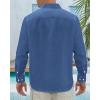 imageJVER Mens Linen Shirts Casual Button Down Long Sleeve Shirt Solid Spread Collar Summer Beach Shirts with PocketDenim Blue
