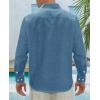imageJVER Mens Linen Shirts Casual Button Down Long Sleeve Shirt Solid Spread Collar Summer Beach Shirts with PocketGrey Blue