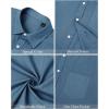 imageJVER Mens Linen Shirts Casual Button Down Long Sleeve Shirt Solid Spread Collar Summer Beach Shirts with PocketGrey Blue