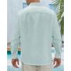 imageJVER Mens Linen Shirts Casual Button Down Long Sleeve Shirt Solid Spread Collar Summer Beach Shirts with PocketGrey Green