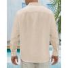 imageJVER Mens Linen Shirts Casual Button Down Long Sleeve Shirt Solid Spread Collar Summer Beach Shirts with PocketLight Khaki