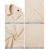 imageJVER Mens Linen Shirts Casual Button Down Long Sleeve Shirt Solid Spread Collar Summer Beach Shirts with PocketLight Khaki