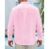 imageJVER Mens Linen Shirts Casual Button Down Long Sleeve Shirt Solid Spread Collar Summer Beach Shirts with PocketLight Pink
