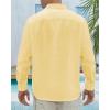 imageJVER Mens Linen Shirts Casual Button Down Long Sleeve Shirt Solid Spread Collar Summer Beach Shirts with PocketLight Yellow