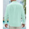 imageJVER Mens Linen Shirts Casual Button Down Long Sleeve Shirt Solid Spread Collar Summer Beach Shirts with PocketMint Green