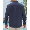 imageJVER Mens Linen Shirts Casual Button Down Long Sleeve Shirt Solid Spread Collar Summer Beach Shirts with PocketNavy Blue